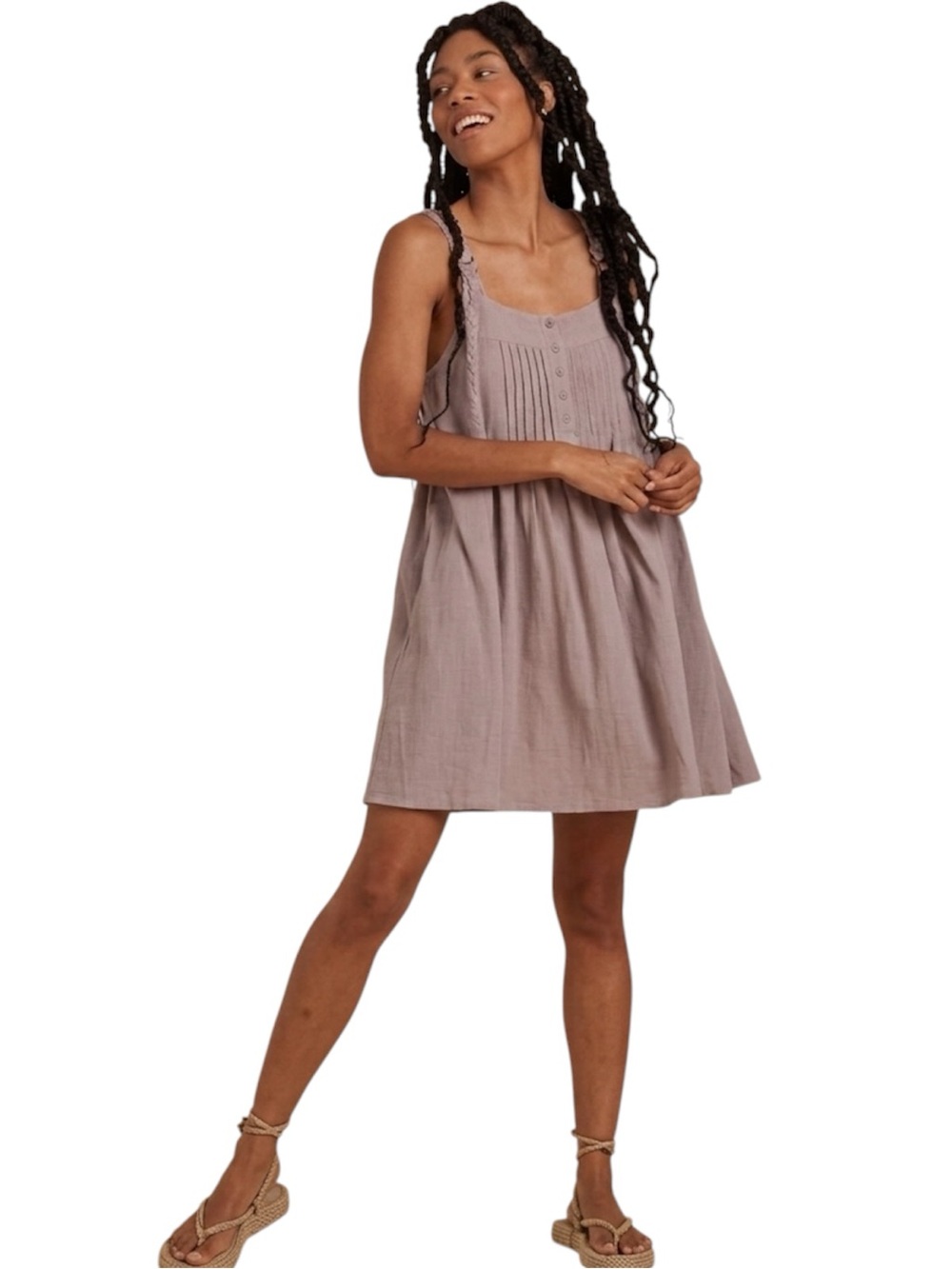 Rylee + Cru Women’s 100% Cotton Gauze Swiss Dot Babydoll Mini Dress Size Medium